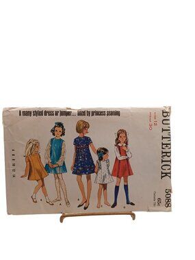 Butterick 5088 Girls Dress & Jumper Sewing Pattern Size 12 Vintage 1960s Princes